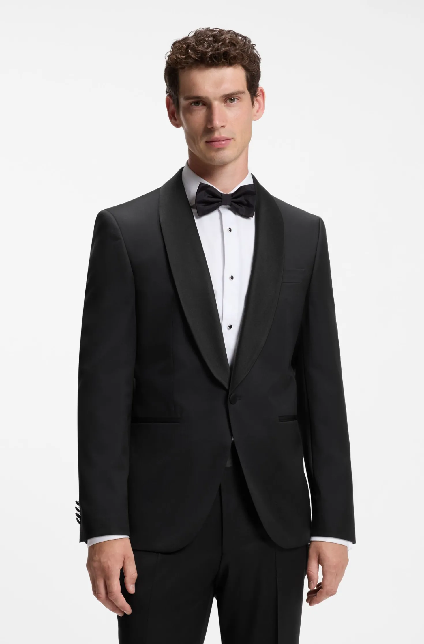 BOSS ONE Regular-fit tuxedo jacket in virgin-wool serge