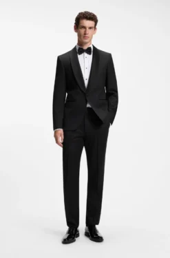 BOSS ONE Regular-fit tuxedo jacket in virgin-wool serge
