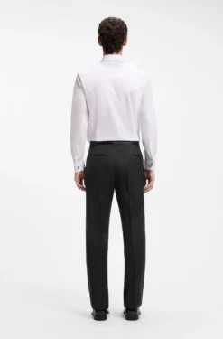 BOSS ONE Regular-fit tuxedo trousers in virgin-wool serge