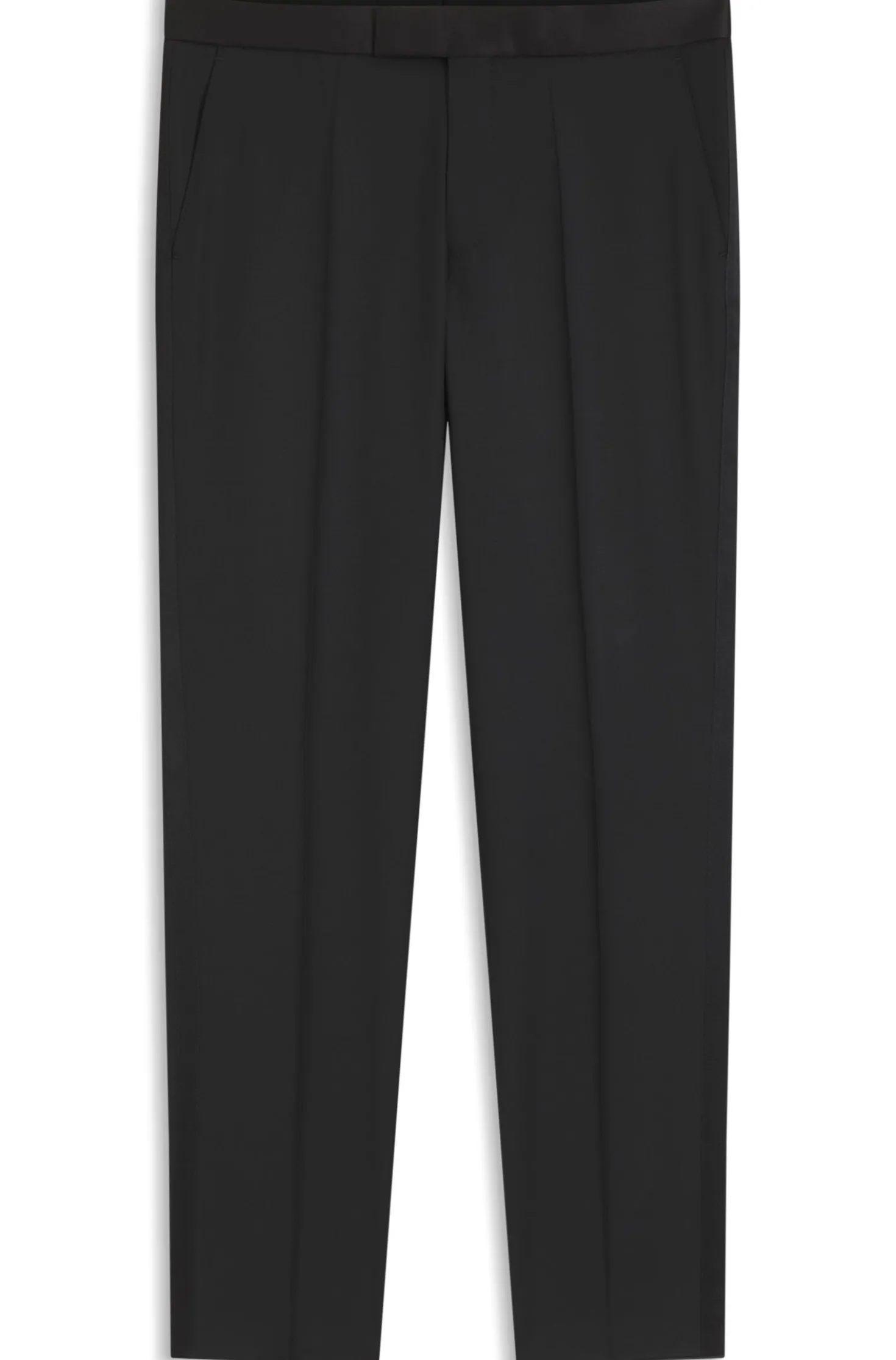 BOSS ONE Regular-fit tuxedo trousers in virgin-wool serge