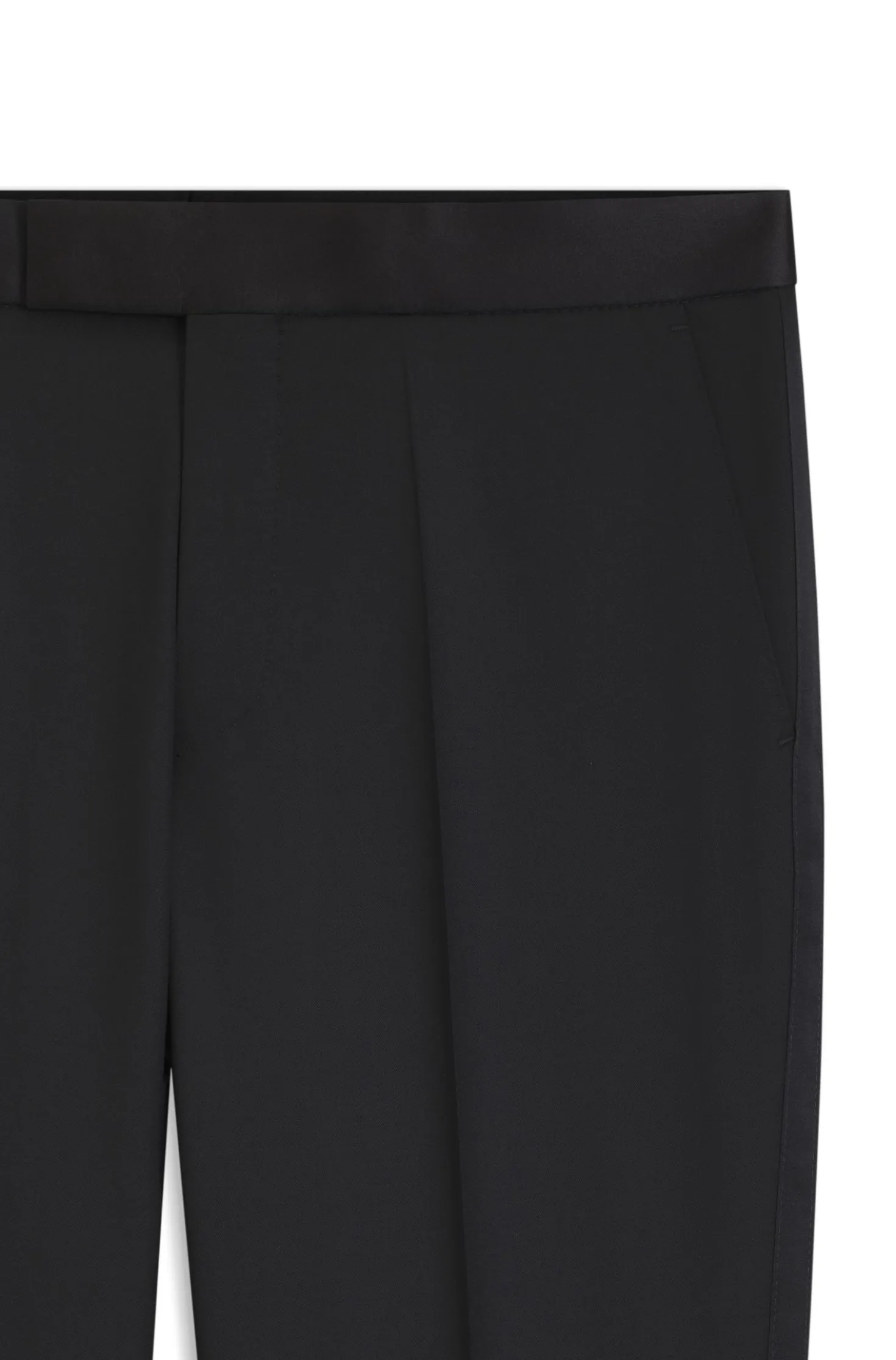 BOSS ONE Regular-fit tuxedo trousers in virgin-wool serge