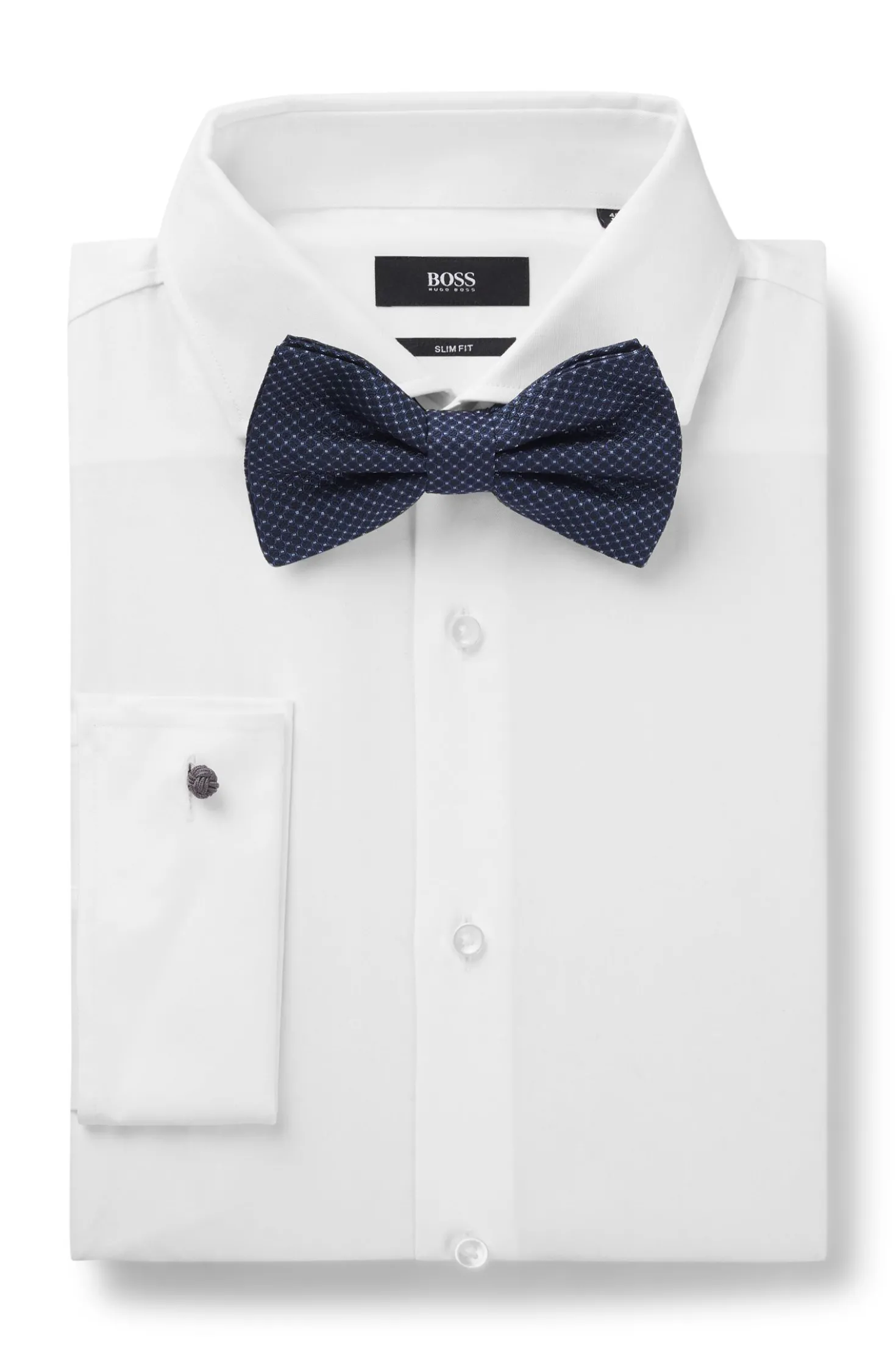 BOSS ONE Silk bow tie in micro-patterned jacquard