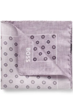 BOSS ONE Silk pocket square with digital print and logo