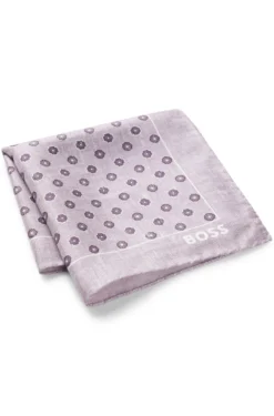 BOSS ONE Silk pocket square with digital print and logo