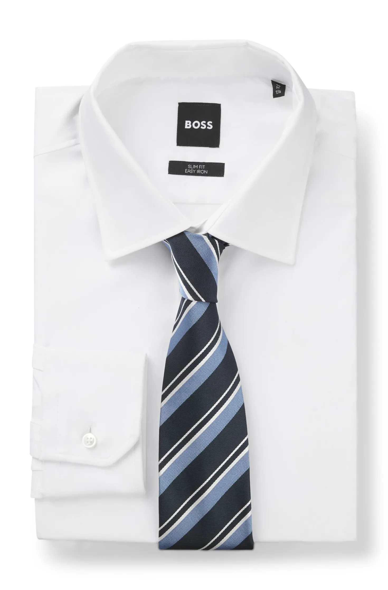BOSS ONE Silk tie with diagonal stripes