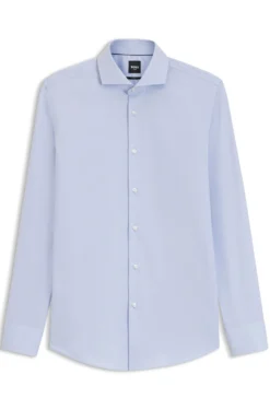 BOSS ONE Slim-fit shirt in wrinkle-resistant Oxford cotton