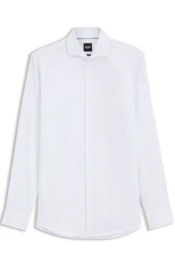 BOSS ONE Slim-fit shirt in wrinkle-resistant Oxford cotton