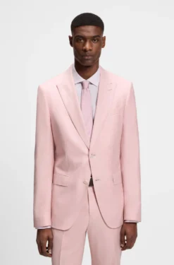 BOSS ONE Slim-fit suit jacket in wool, silk and linen