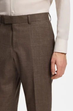 BOSS ONE Slim-fit suit trousers in wool, silk and linen