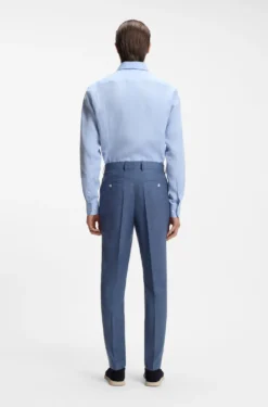 BOSS ONE Slim-fit suit trousers in wool, silk and linen