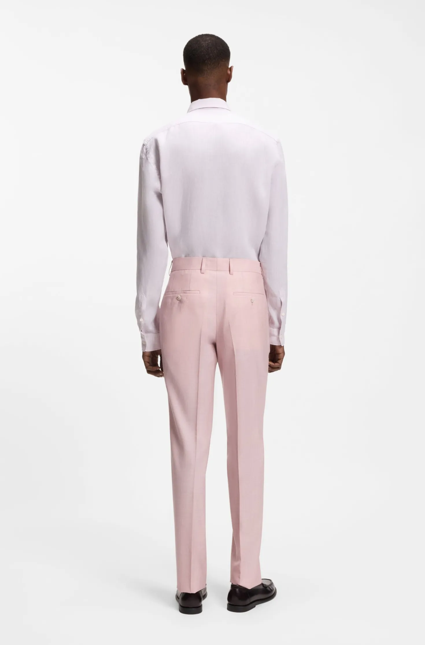 BOSS ONE Slim-fit suit trousers in wool, silk and linen