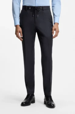 BOSS ONE Slim-fit trousers in virgin-wool serge