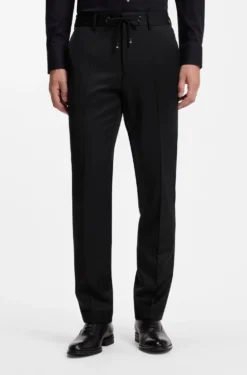 BOSS ONE Slim-fit trousers in virgin-wool serge
