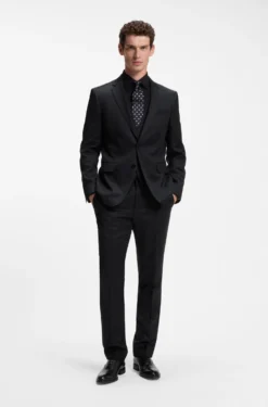 BOSS ONE Slim-fit trousers in virgin-wool serge