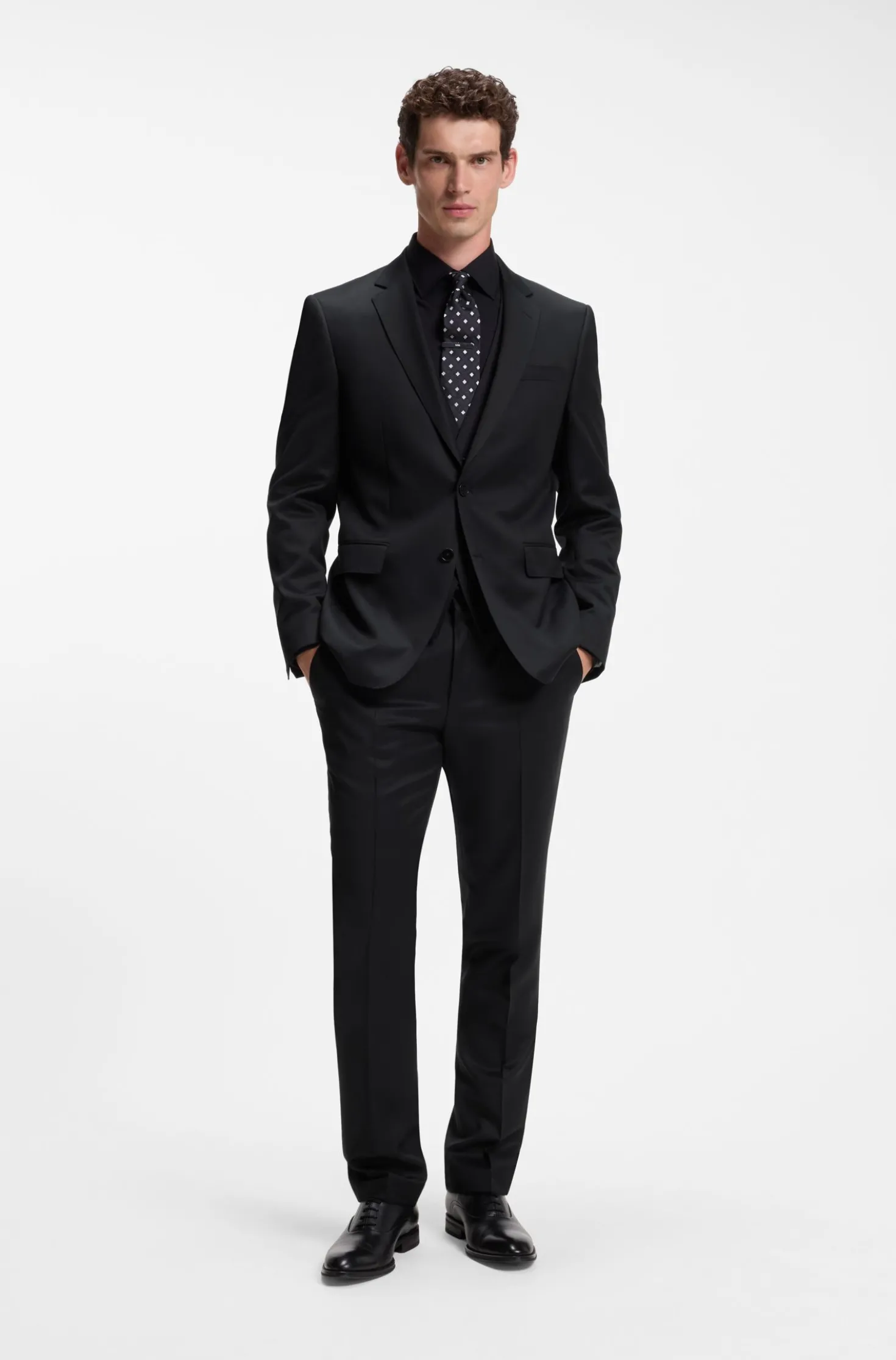 BOSS ONE Slim-fit trousers in virgin-wool serge