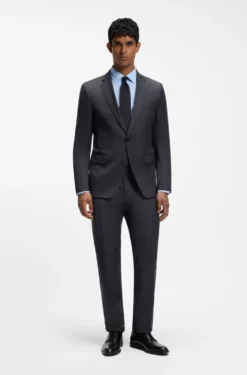 BOSS ONE Slim-fit trousers in virgin-wool serge