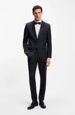 BOSS ONE Slim-fit tuxedo jacket in virgin-wool serge