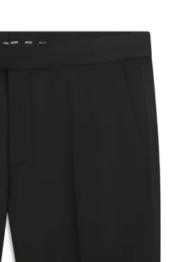 BOSS ONE Slim-fit tuxedo trousers in virgin-wool serge