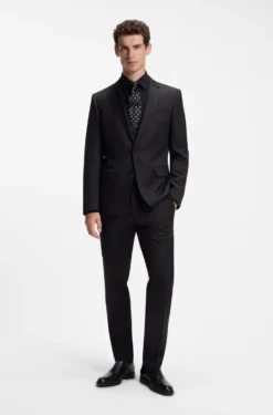 BOSS ONE Slim-fit waistcoat in virgin-wool serge