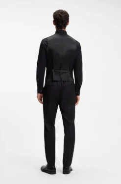 BOSS ONE Slim-fit waistcoat in virgin-wool serge