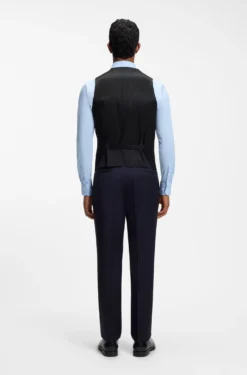 BOSS ONE Slim-fit waistcoat in virgin-wool serge