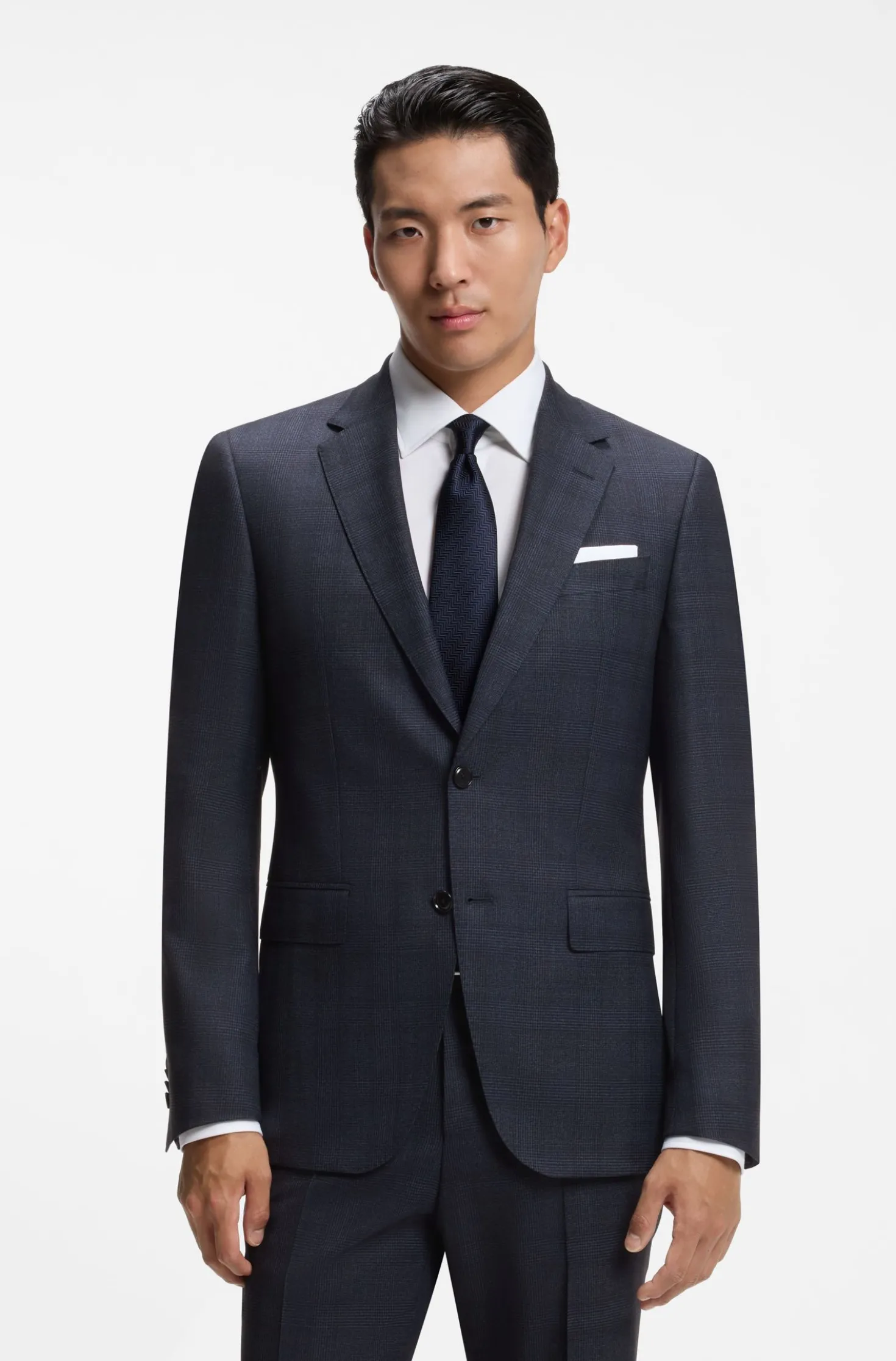 BOSS ONE Two-piece slim-fit suit in checked virgin wool