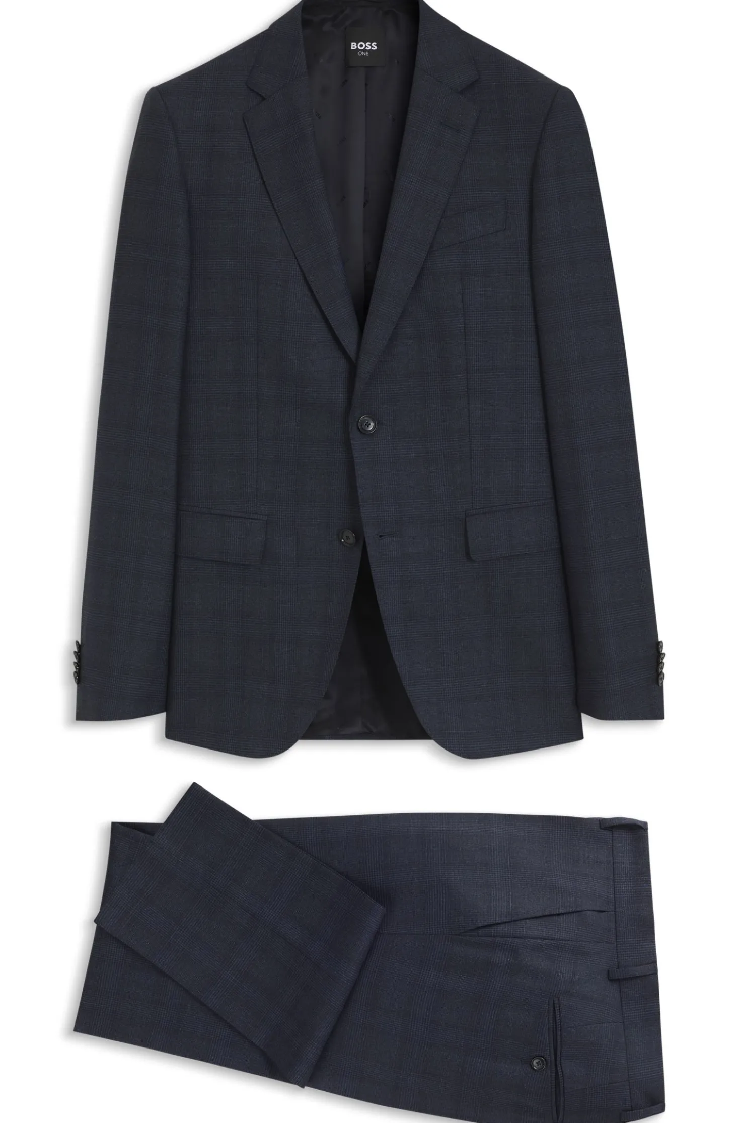 BOSS ONE Two-piece slim-fit suit in checked virgin wool