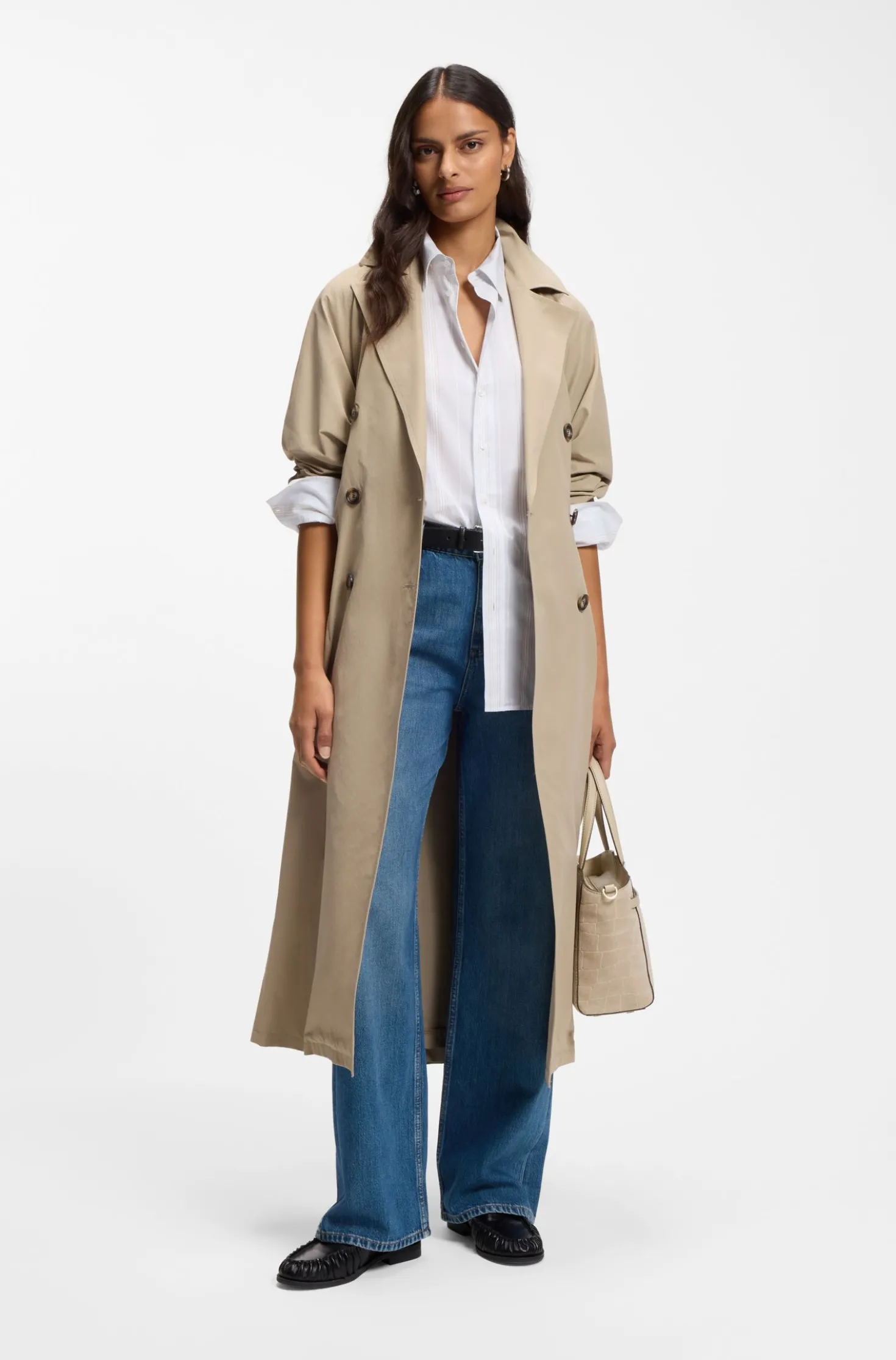 BOSS Revers printed-suede tote bag with belt detail
