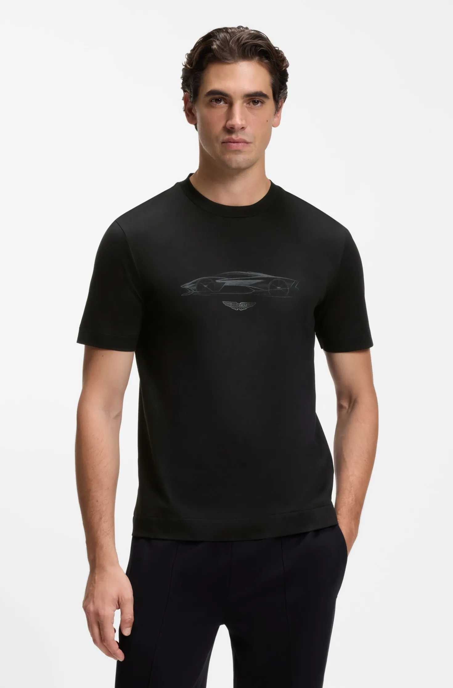 BOSS x ASTON MARTIN cotton T-shirt with car graphic