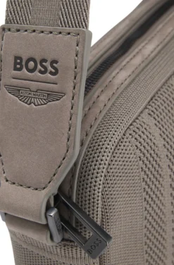 BOSS x ASTON MARTIN knitted crossbody bag with suede trims