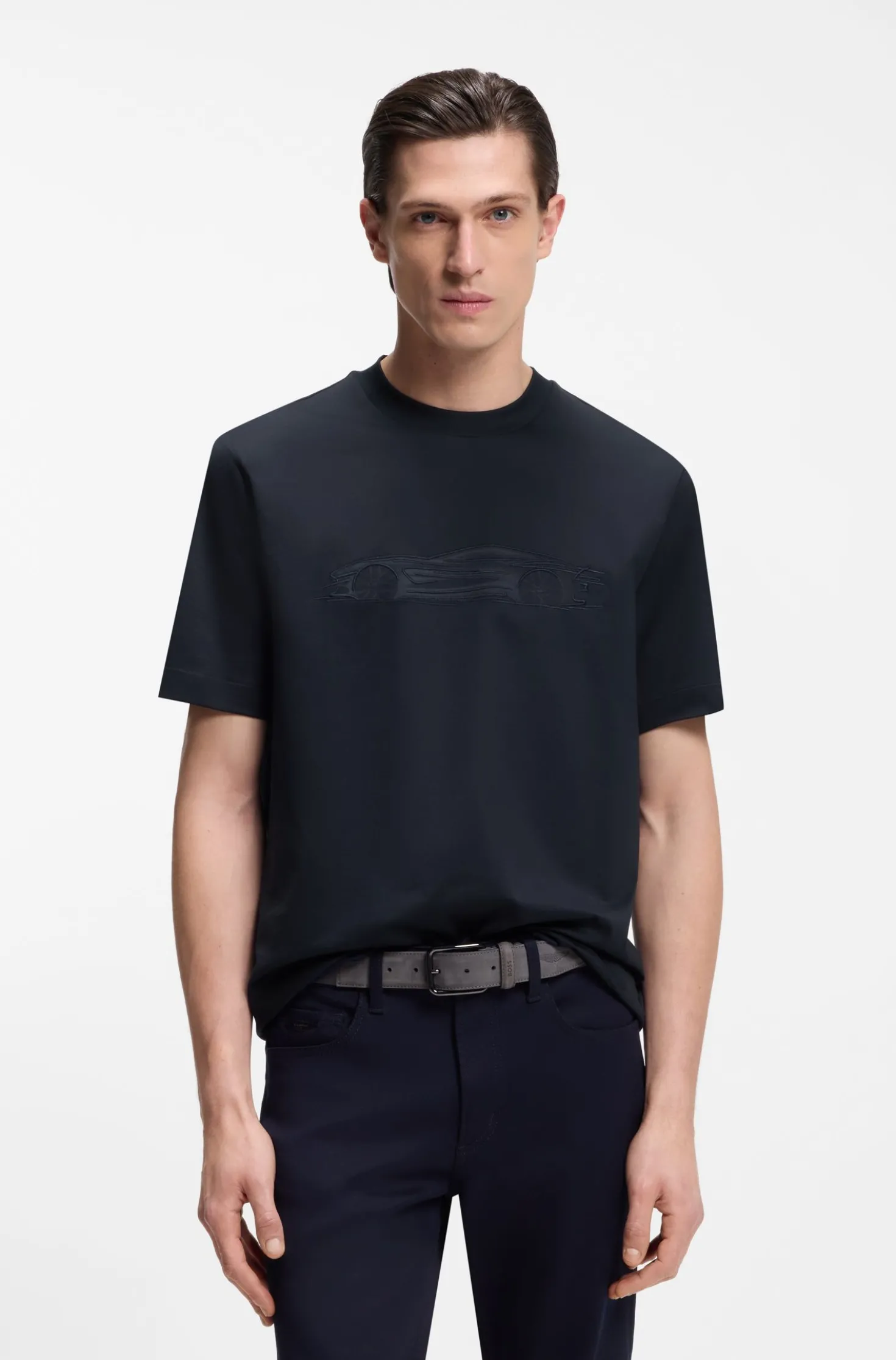 BOSS x ASTON MARTIN mercerised-cotton T-shirt with car artwork
