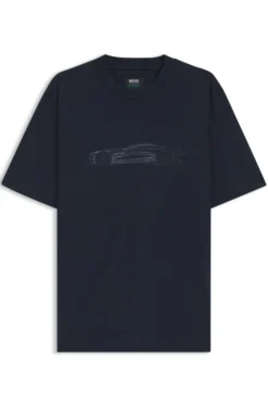 BOSS x ASTON MARTIN mercerised-cotton T-shirt with car artwork