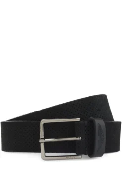 BOSS x ASTON MARTIN perforated-suede belt with logo