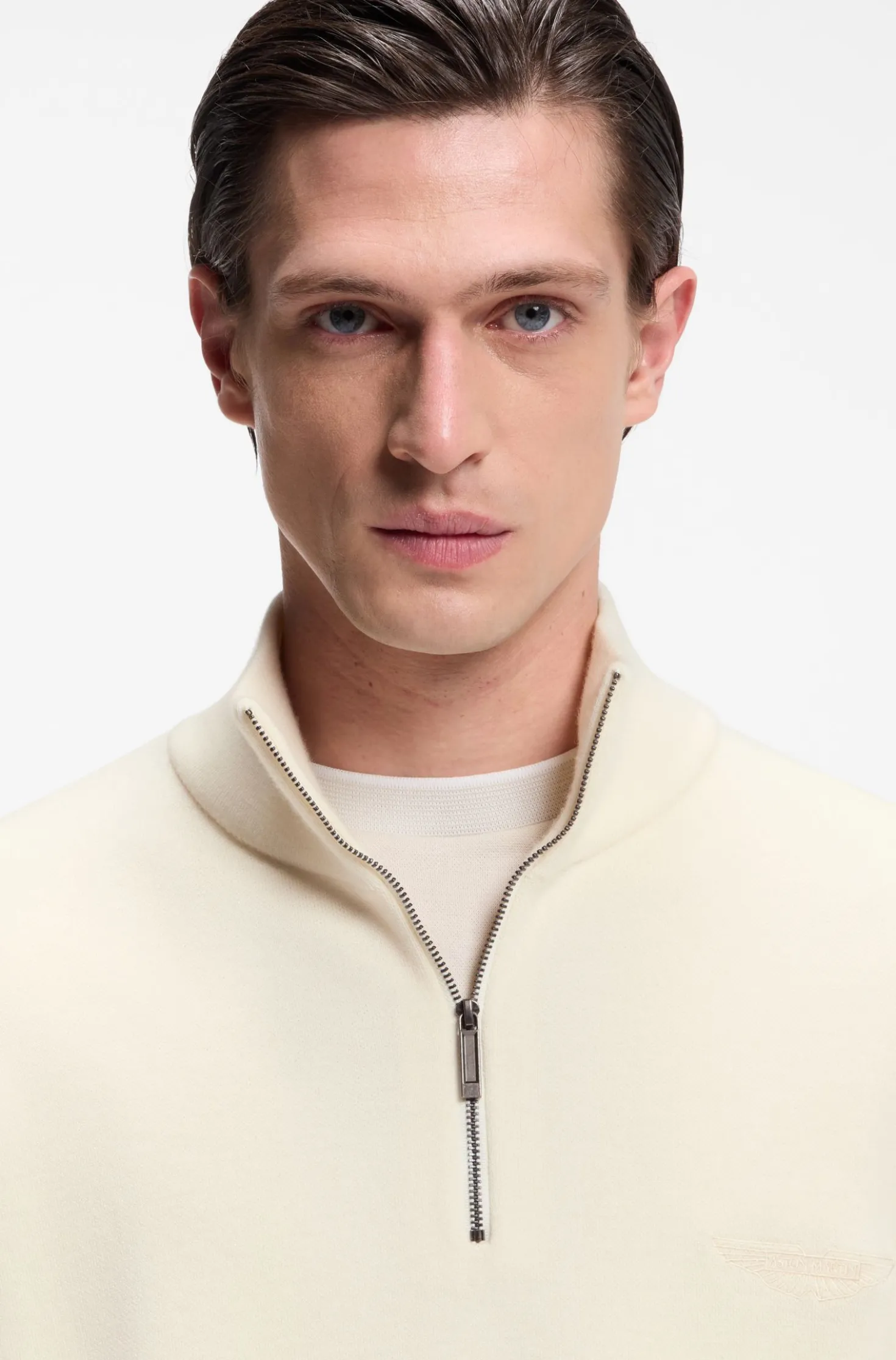 BOSS x ASTON MARTIN zip-neck sweater in virgin wool