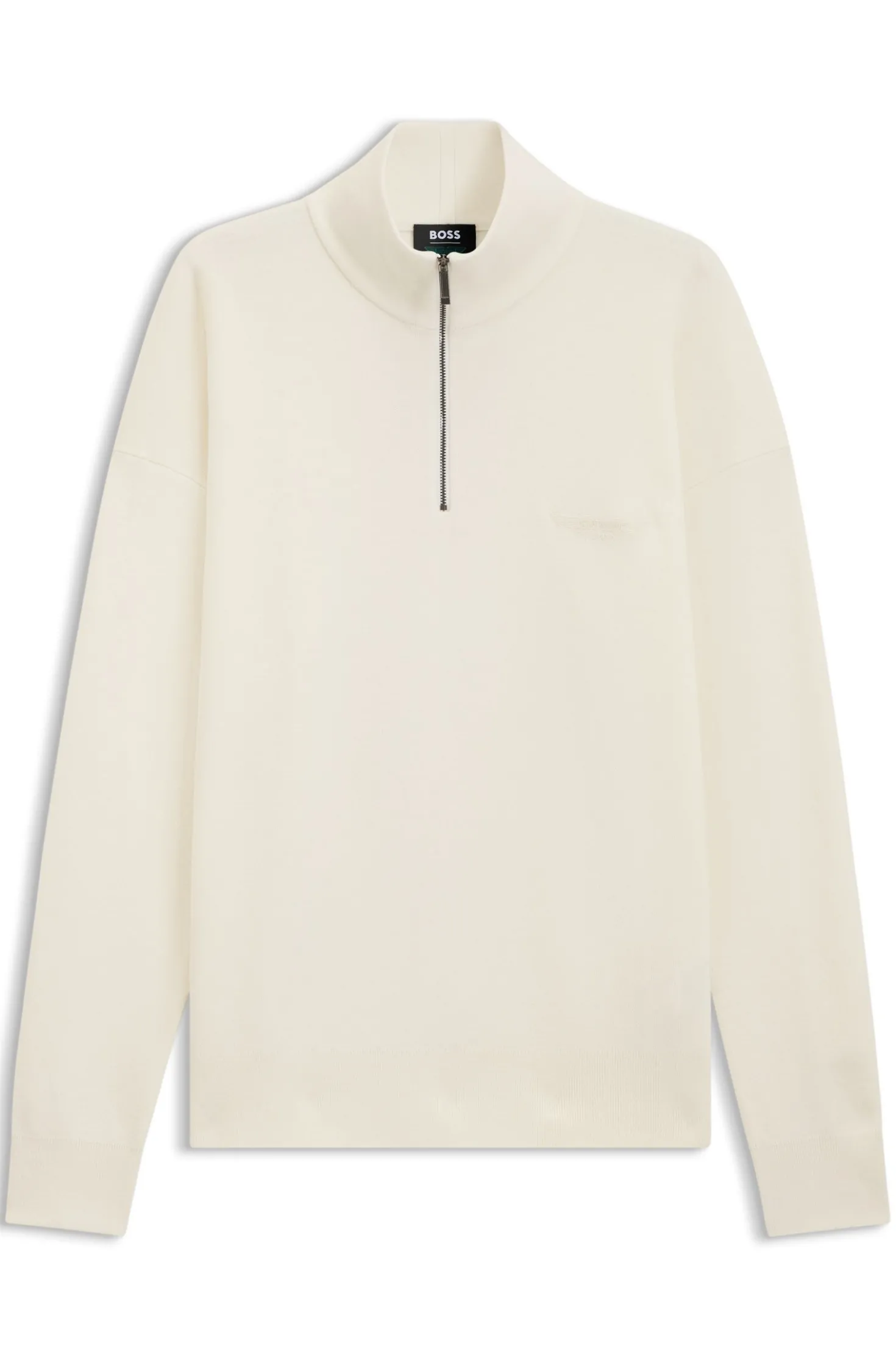 BOSS x ASTON MARTIN zip-neck sweater in virgin wool