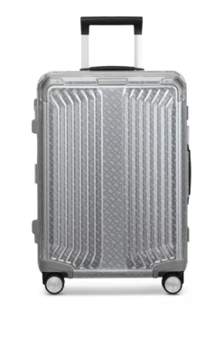 BOSS x Samsonite silver aluminium cabin-size suitcase 55cm