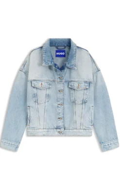 Boxy-fit jacket in blue rigid denim