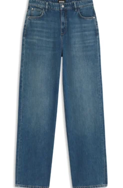 Boyfriend-fit jeans in indigo cotton blend