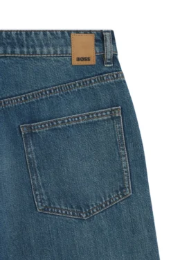 Boyfriend-fit jeans in indigo cotton blend