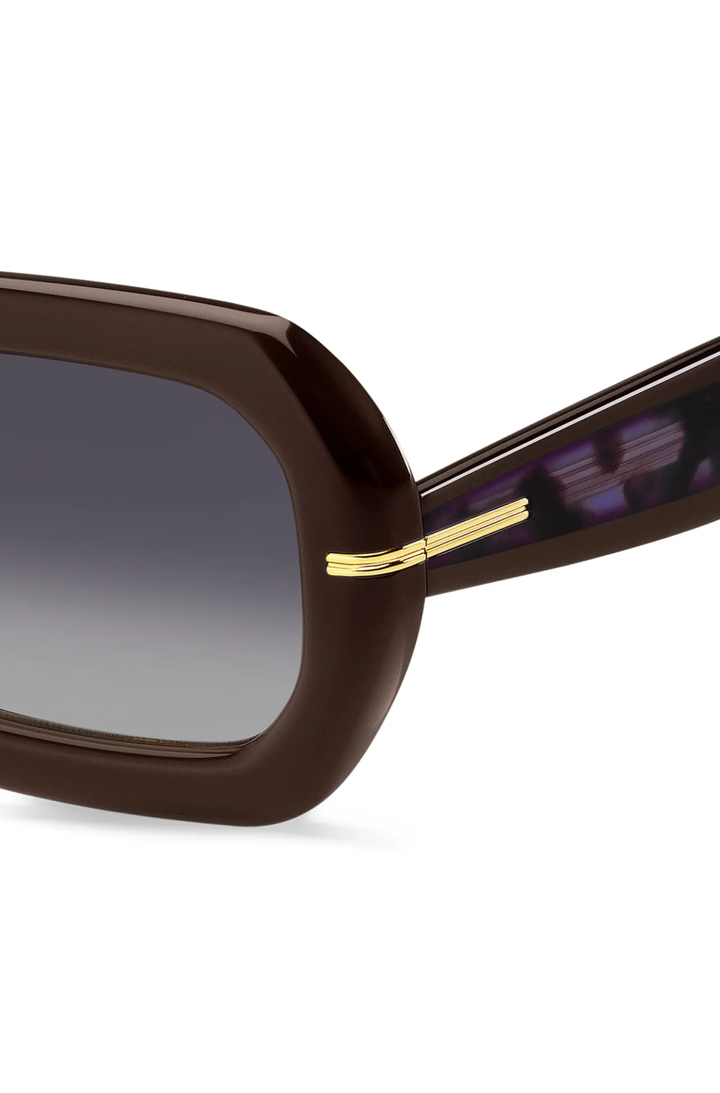 Brown-acetate sunglasses with patterned temples