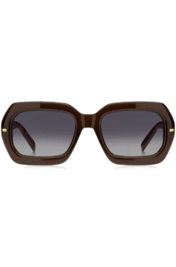 Brown-acetate sunglasses with patterned temples