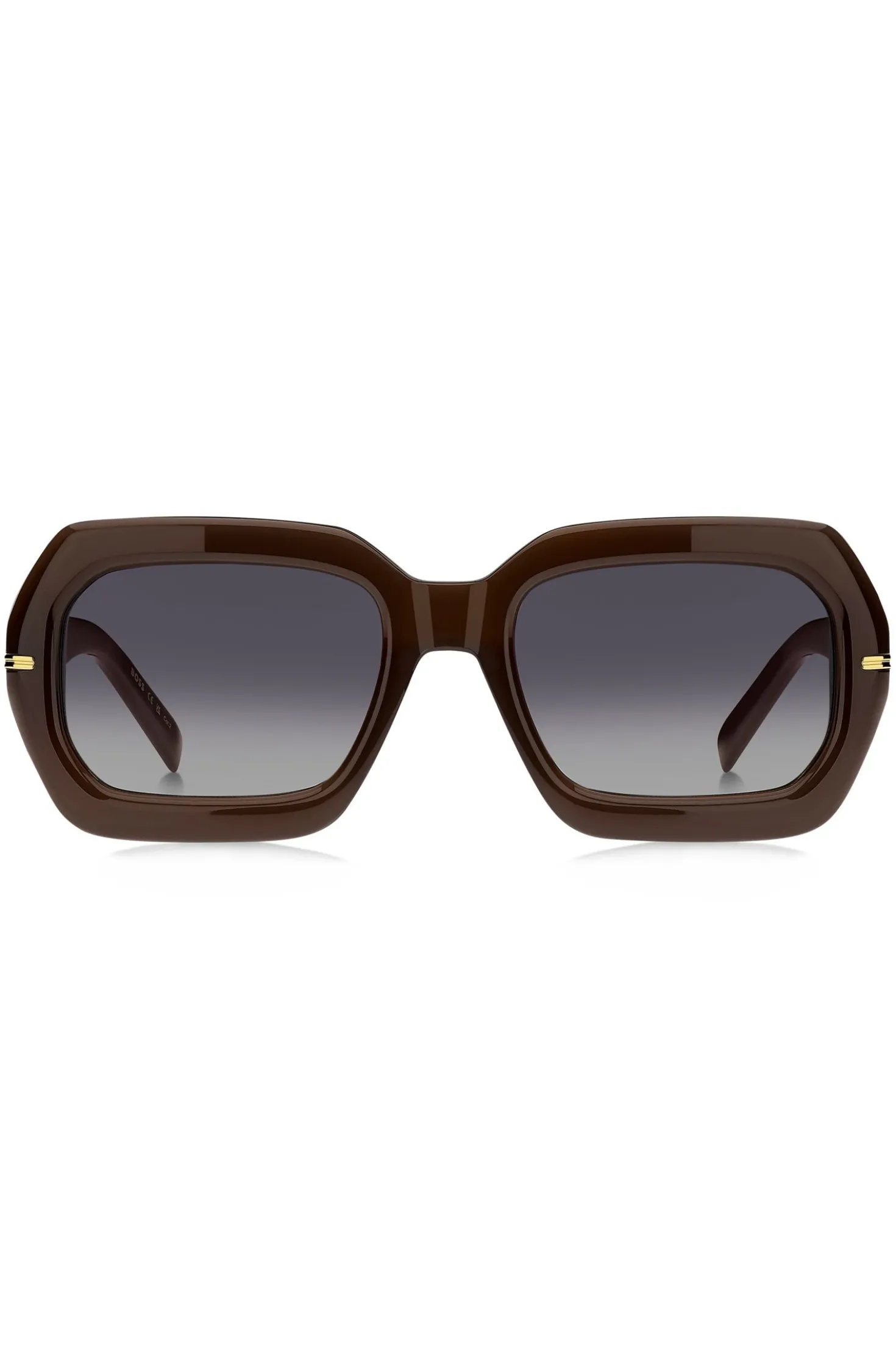 Brown-acetate sunglasses with patterned temples