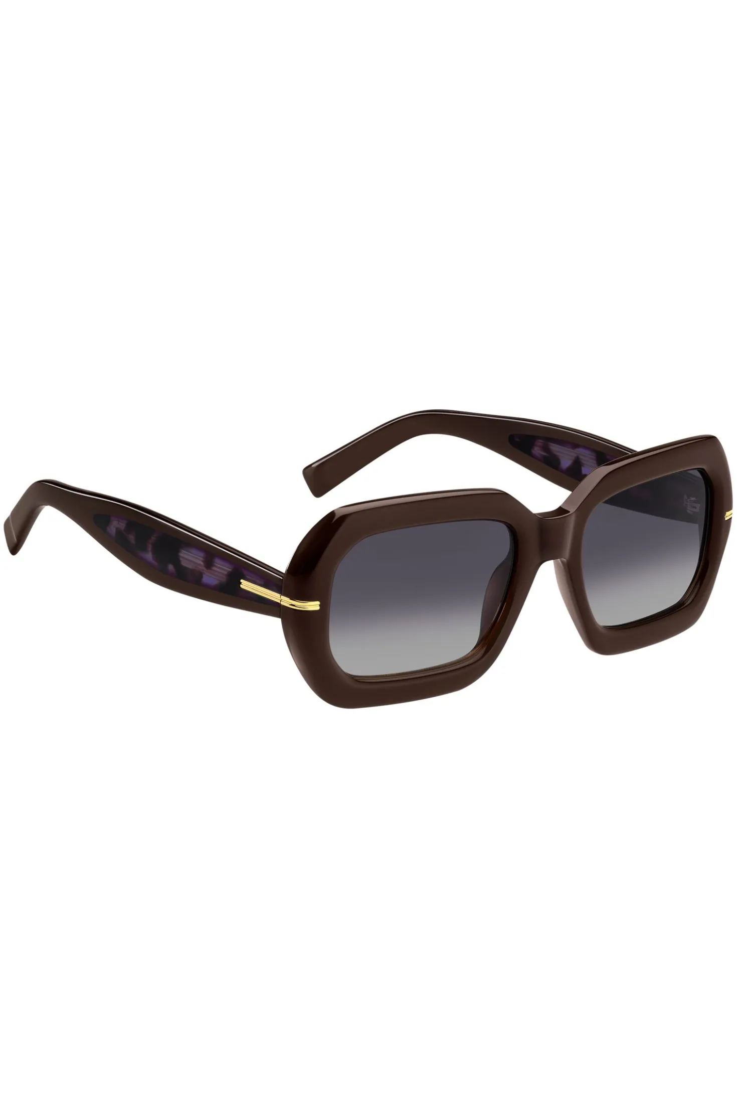 Brown-acetate sunglasses with patterned temples