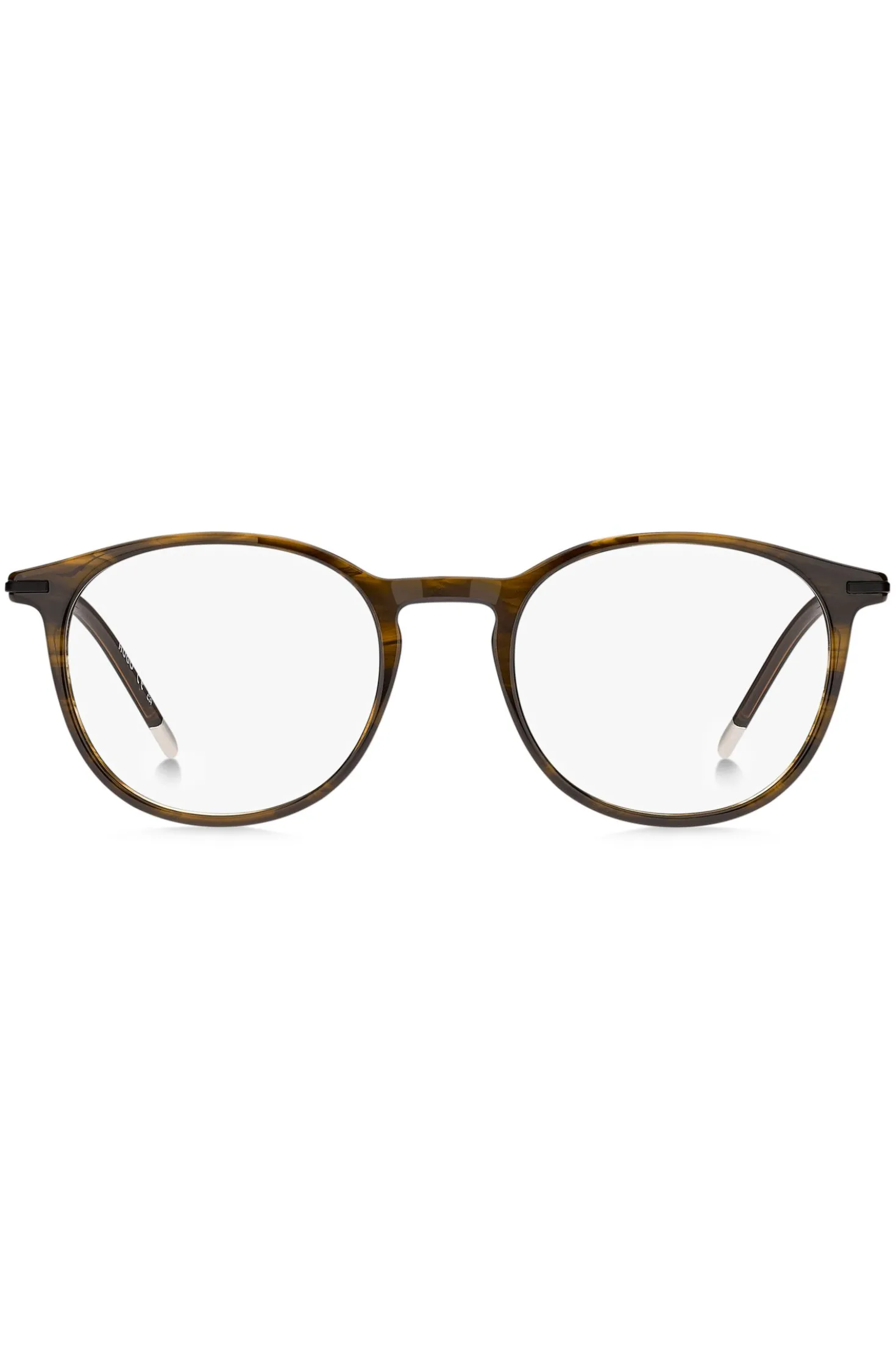 Brown-horn optical frames with metal temple