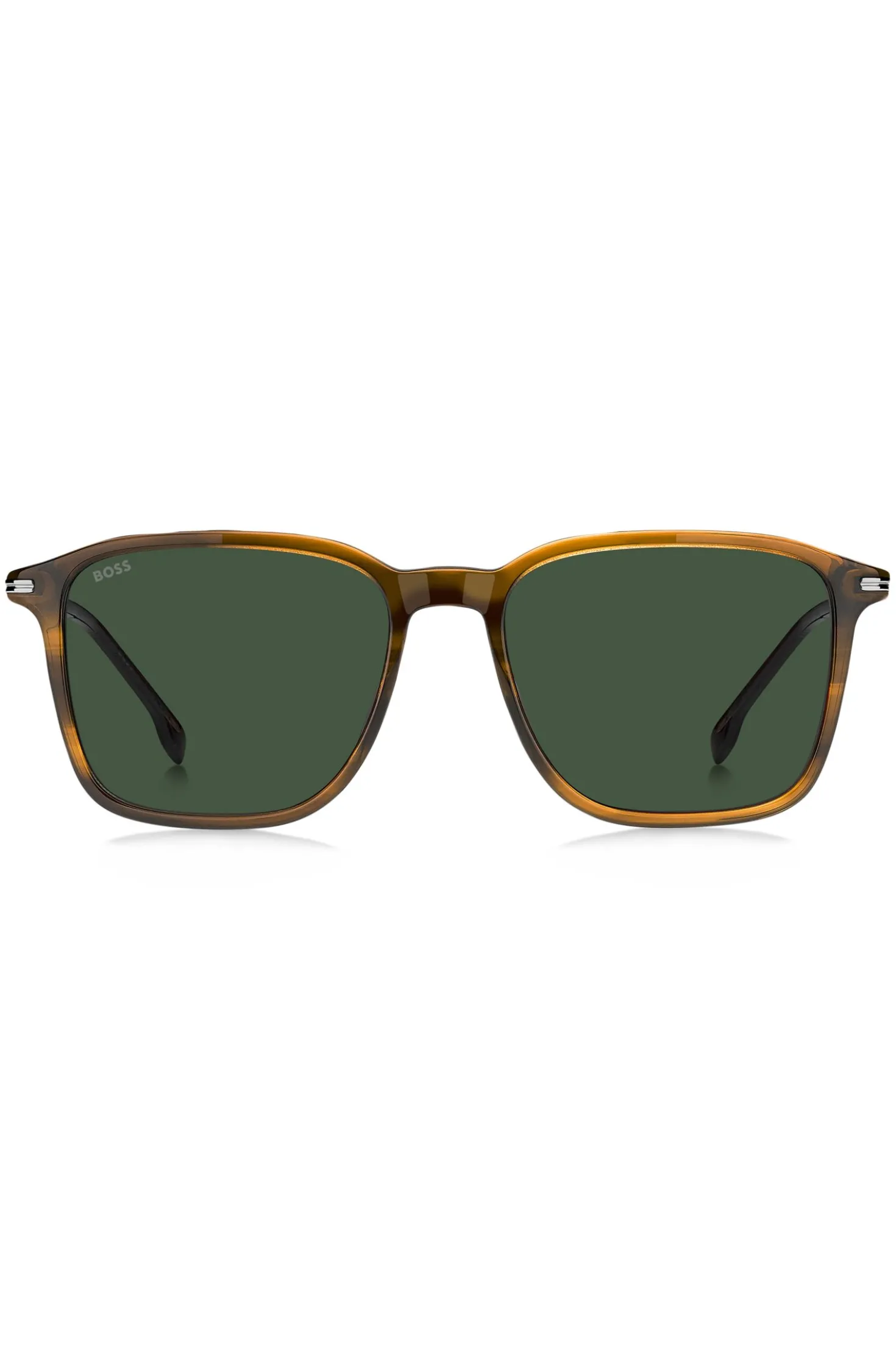 Brown-horn sunglasses with silver-tone temples