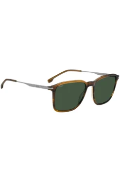 Brown-horn sunglasses with silver-tone temples