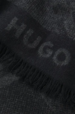 Brushed-cotton scarf with jacquard pattern