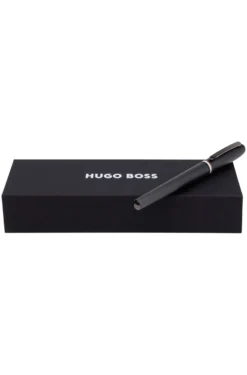 Brushed rollerball pen with signature-stripe ring