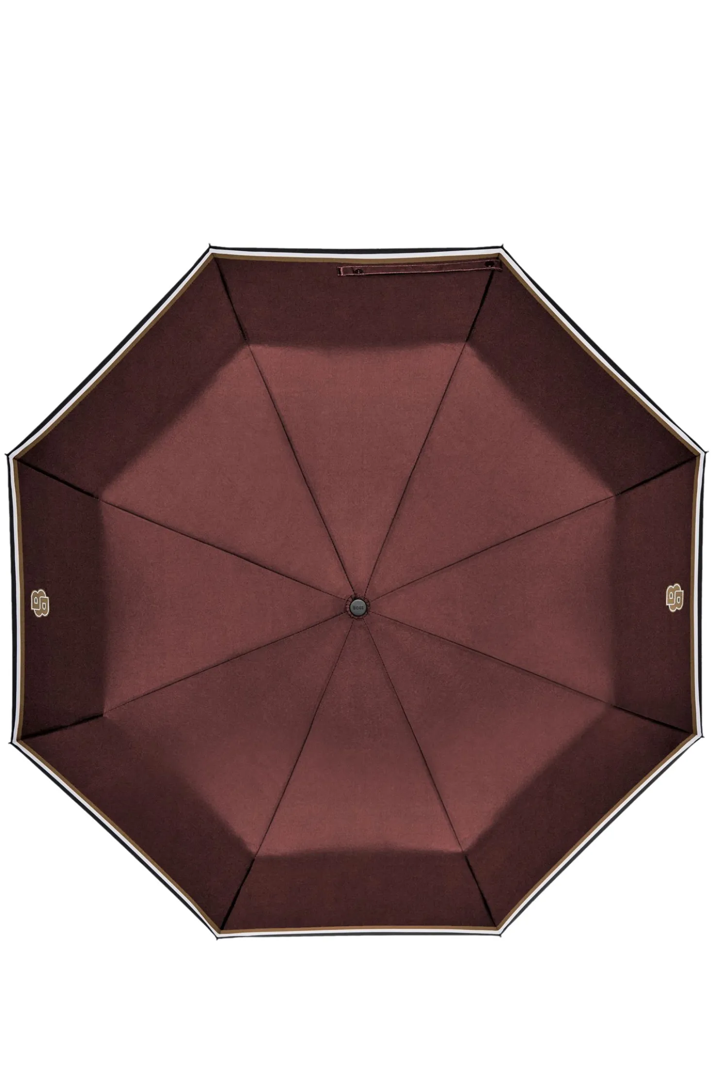 Burgundy pocket umbrella with Double B and signature stripes