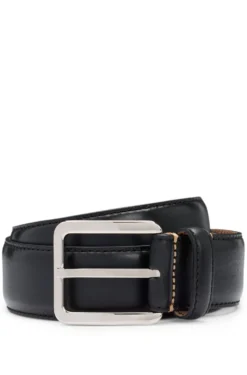 Business belt in Italian leather with brass buckle